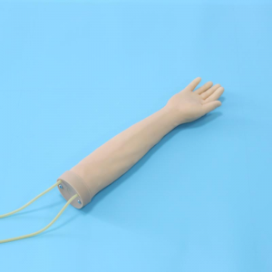 What are the advantages of using a child venipuncture simulation arm for training?